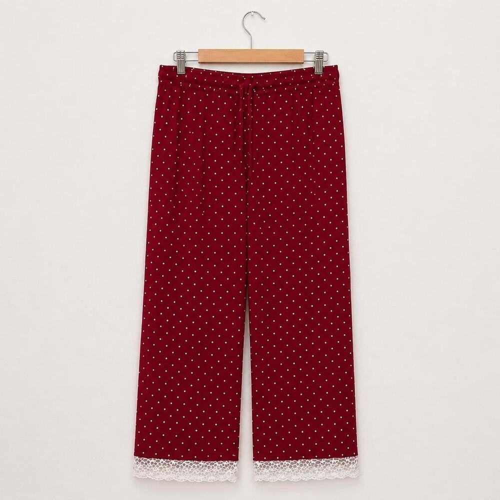 coquette red polka dot lounge pants soft comfy pajama pants cute bow aesthetic